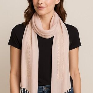 Chico's Soft Blush Lace Trim Scarf – One Size dainty, boho, cottage core